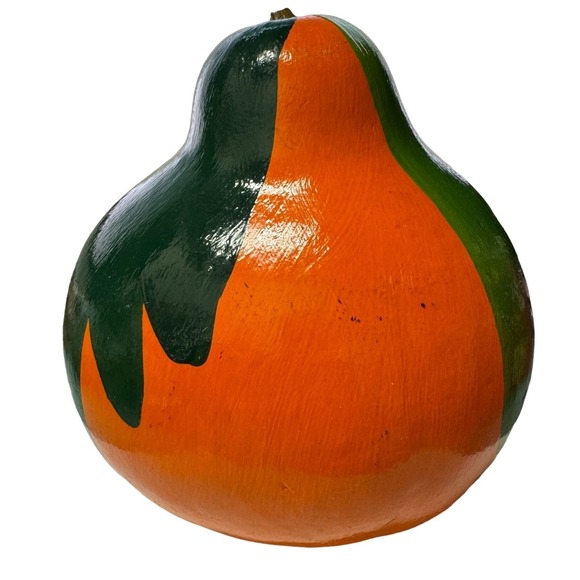 Silly Girl Face Hand Painted Gourd Fall Halloween 9.75" x 9" - Picture 3 of 12